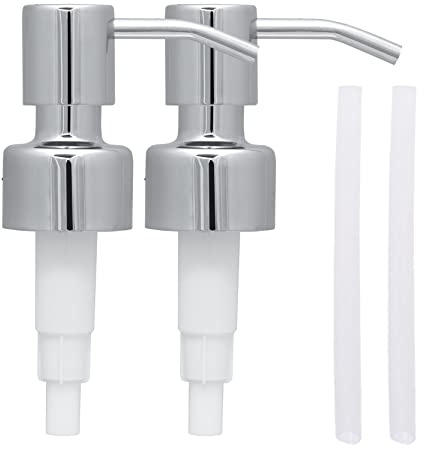 Top Home Store Stainless Steel Soap and Lotion Dispenser Pumps, Replacement for Your Bottles (Chrome, 2 Pack)