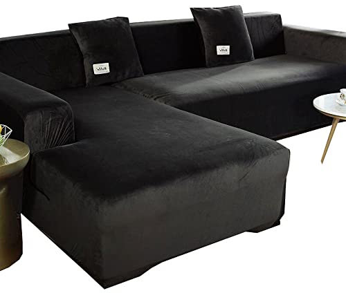 ZZDZW Sofabezug Samt L-Förmige Sofahusse L U Form Rechts Links Couchbezug Sofabezüge Für 1 2 3 4 Sitzer Elastische Couch Bezug Sofa Überzug Ecksofa Sofa Hussen Abdeckung