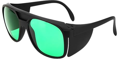 Leapiture LED-Growroom-Brille, UV-Schutz, Augenschutz, LED-beleuchtete grüne Linsen, Indoor-Hydroponik-Growroom-Brille mit Brillenetui