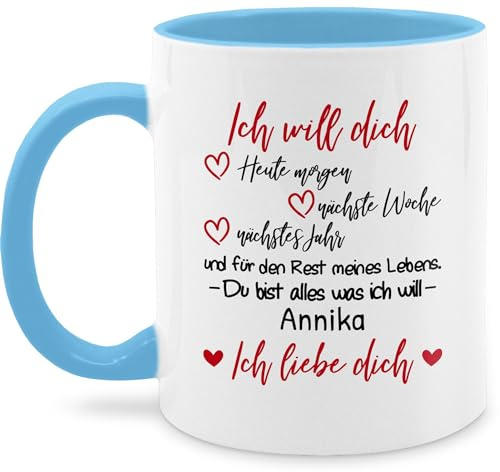 Tasse Tassen 325ml - Partner - Ich will dich für den Rest meines Lebens - 325 ml - Hellblau - valentinstasse partnertassen couple lieblingsmensch teetasse kaffeetasse partnertasse paare hab lieb