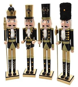 1 Soldatino Natalizio Schiaccianoci Nero e Oro 36 cm Modelli Assortiti (INVIO Casuale)
