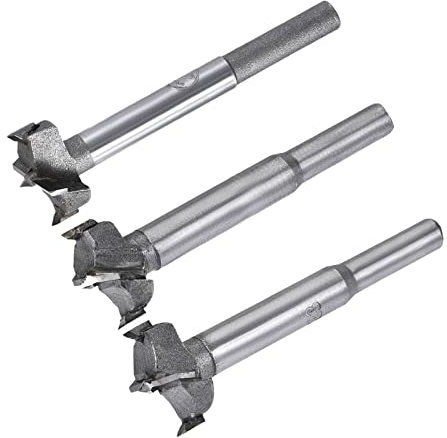 QUARKZMAN 21mm 22mm 23mm Dia. Forstner Trapano Punte x 1 Set Legno Foro Sega per Legno Foratura, Falegnameria Cerniera Tagliente, [Argento Tono, Carburo Lega Punta]