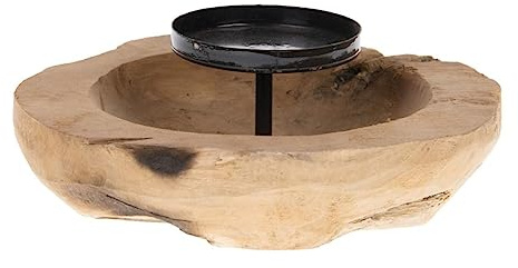 Seaside No.64 - Moderner Kerzenhalter für eine Stumpenkerze -natürliche Teakholz Kerzenschale die stilvolle Dekoration - echte Unikate mit festem Pick für einfache Handhabung
