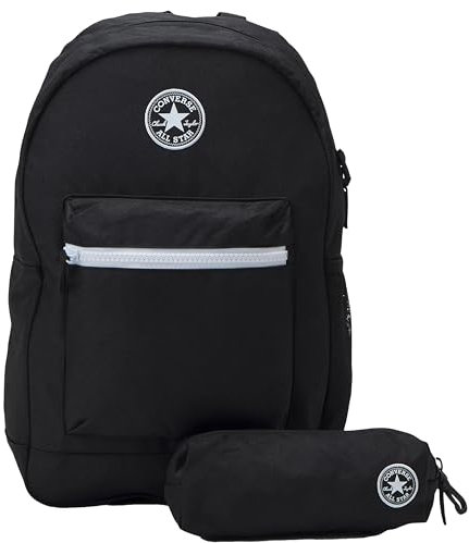 Converse Zaino all Star Nero, Scuola, Viaggio, Escursionismo, con Astuccio Incluso, 100% Poliestere, Backpack Unisex-Adulto, Taglia Unica