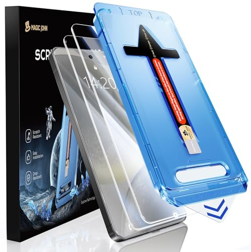 MAGIC JOHN 2 Stück für Samsung Galaxy S24 Plus/ S24+ für Schutzglas (6,7 Zoll), Auto-Dust-Eliminierung, 9H, HD Klar, Bläschenfrei, Einfache Installation | 2 Stück 9H gehärtetes Glas HD, 17 cm Auto-Staubbeseitigung, Fingerabdruck-Entsperrung, blasenfrei, kratzfest