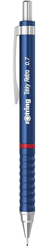 Rotring Tikky vielseitiger Retro-Mechanismusstift, metallisch, blau, 0,7 mm | Metallischer Tikky Retro-Bleistift mit weicher 2B-Mine, und integriertem Radiergummi für selbstbewusstes Schreiben und Kunst