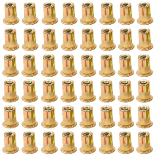 LCOUACEO 150 Piezas Tuercas de Remache de Acero al Carbono Galvanizadas, Tuercas Remachables de Cabeza Plana M6 Remaches Roscados para Metal, Plástico y Madera