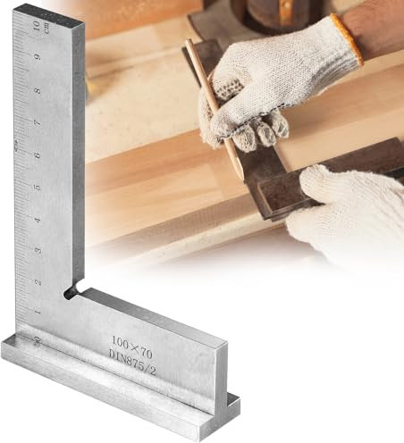 Schlosserwinkel, Aweohtle Schlosserwinkel mit Anschlag 100 x 70mm, 90° Anschlagwinkel Klein, DIN875 Zimmermannswinkel mit Messskala(cm) für präzises Arbeiten im Werkstattbereich