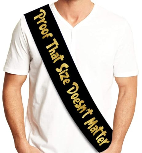Sterling James Co. Size Doesnt Matter Groom Sash - Bachelor Party Sash for Him - Bachelor Stag Party Accessories, Photo Props and Groom Gifts