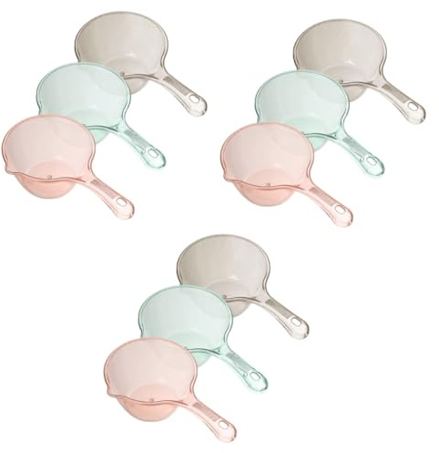 Warmhm 9pcs Ergonomic Handle Ladle for Kitchen Bathing Home Use Long Handle Water Scoop Hanging Versatile for Tea House Hotel Restaurant