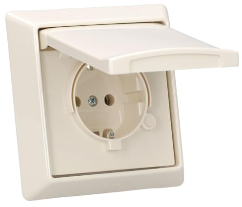 Busch-Jaeger Allwetter 44 Steckdosen-Set mit Klappdeckel IP44 Weiß | 1× 20 EUGK-32-101 SCHUKO Steckdose mit Klappdeckel und 1× 2101-32 Abdeckrahmen