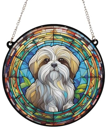 Shih Tzu Stained Glass Effect Suncatcher Gift for Dog Lovers - 13cm