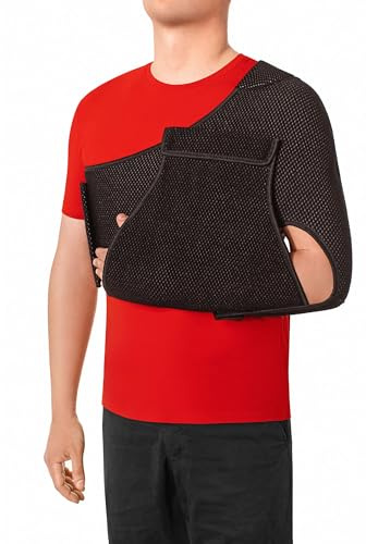 MEK Schulterbandage & Armschlinge (Gilchristverband) - Medizinprodukt aus der EU - Schulter Immobilisator zur Ruhigstellung bei Luxation, OP & Bruch - Links & Rechts, Damen/Herren, 4005 Schwarz (XL)