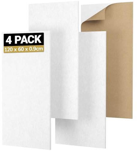 TONOR 4 Pack Akustikpaneele selbstklebend, 120x60x0.9 cm Wandpaneele selbstklebend für Schalldämmung Schallschutz, Paneele Wand für Schalldämmung und Wanddekoration, Studio, Haus, Büro, Weiß