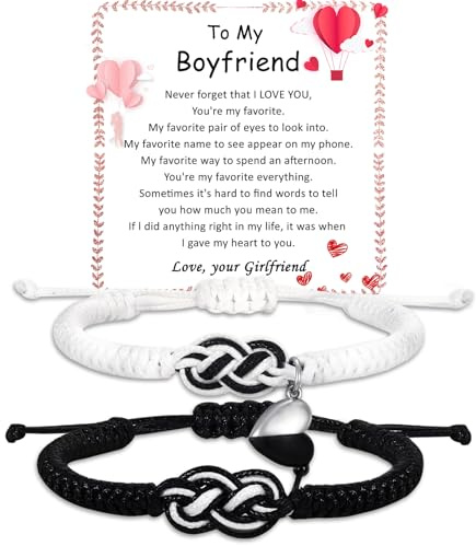 Pärchen Armbänder Matching Armband mit Magnetverschluss Geschenke für Paare | Verstellbares Seil Armkette für Paare Jahrestag Valentinstag Geschenke für ihn Sie Freund Freundin Liebhaber Ehemann Ehefrau
