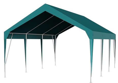Heavy Duty Carport 12'x20' Portable Garage Car Canopy Waterproof Uv Protected Outdoor Storage Shed for Cars Boats, Dark Green