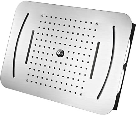 shower head Alcachofa de ducha tipo lluvia LED, alcachofa de ducha tipo lluvia empotrada en el techo, cabezales de ducha de alta presión cepillados de 23 x 15 pulgadas, 3 funciones (lluvia + cascada +