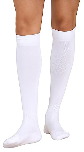 Calzini da calcio per bambini Rugby Hockey Sport Calze al ginocchio Juniors Calze da calcio alte al ginocchio Calzini da esterno Calzini per ragazzi Rugby Hockey Calcio Calzini da corsa, bianco, 11-15