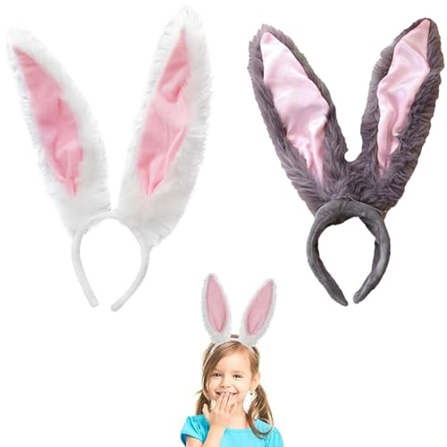CZAYEFNH Diadema Orejas de Conejo para Niño Adulto, Felpa Orejas de Conejo de Pascua Lindo Niña Mujer Dientes de Conejo Accesorios Decoración Disfraz Diadema Fiesta Cosplay