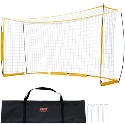 VEVOR Portable Soccer Goal, 12x6 ft Adults Kids Backyard Soccer Net, Large Practice Soccer Net, Steel Fiberglass Structure Training Goal Set, All-Weather Outdoor Soccer Goals with Carry Bag, Yellow