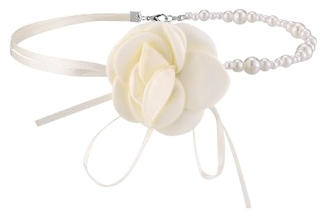 CHIC DIARY Blume Choker Damen Elegante Blumenkette Rose Halsband für Brautkleid Kleid Hochzeit Party Kostüm Accessories