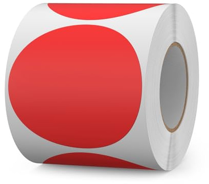 FINDAT 500 Stück Rot 76 mm Markierungspunkte Runde Klebepunkte Aufkleber | Selbstklebend, wasserfest, Vinyl, Etiketten, Büro, Schule, Lagerregale, Umzug, Farbcodierung