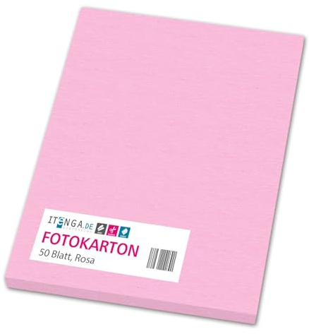 itenga farbiger Fotokarton 50 Blatt A4 300 g/qm² - Tonpapier Tonkarton Bastelpapier Bastelkarton Bogen durchgefärbt zum kreativen Gestalten und Basteln (ROSA)