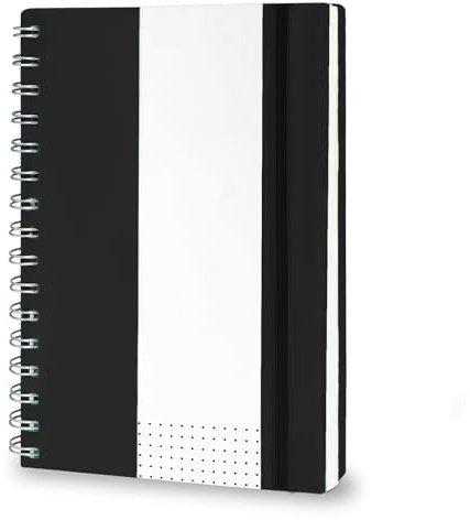 Amythe Cuaderno Espiral A5, Cuaderno Rayas para Tomar Apuntes Bureau ou Étude y Dibujar, 150 Hojas/300 Páginas, 100 g/m², Bloc de Notas A5 Universitario, 148 * 210mm, Negro