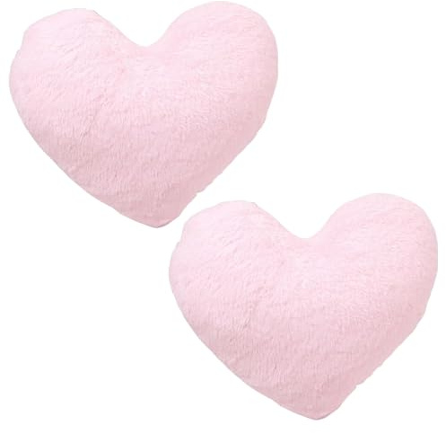 2 Pack Pink Pillows, Pink Bedroom Accessories,Heart Pillow, Cute Pillows for Bedroom, Living Room, Sofa, Chair, Festive Decor, 33 * 25cm, Soft Plush Material, Lightweight Design