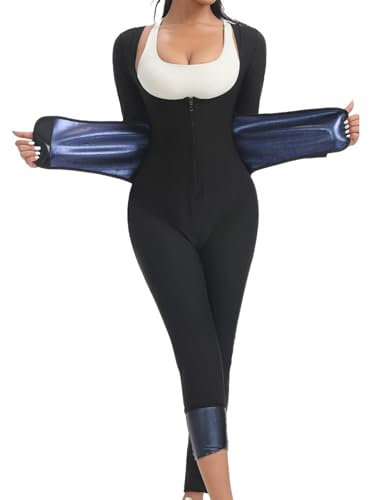 Weyot Tuta Sauna Donna, 4 in 1 Modellante Dimagrante Sportivo Effetto Sauna Jumpsuit, Tuta per Sudare Palestra Fitness Corsa Yoga, Fitness Sudorazione Body Shaper Black,S