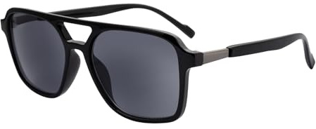 OKH Occhiali da Sole da Lettura Retrò per Uomo e Donna, UV400 Occhiali da Lettura Rettangolari Vintage per Guida All'aperto e Spiaggia (Nero/Grigio +2.0)