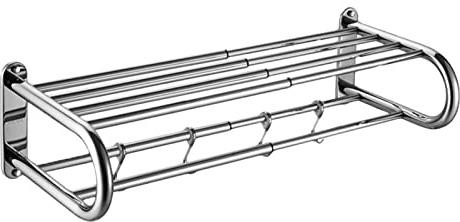 Toallero escalable de doble capa con 4 ganchos extraíbles, soporte para toallas montado en la pared, barra de toalla de acero inoxidable ajustable de 16 a 32 pulgadas