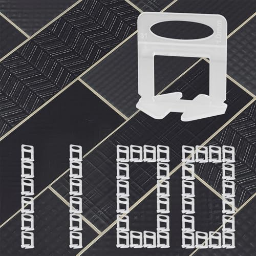 1100 clip per sistema di livellamento piastrelle 1mm, distanziatori per posa di piastrelle in ceramica e pietra naturale – set livellamento fai-da-te per un allineamento perfetto (1mm, 1100 pezzi)