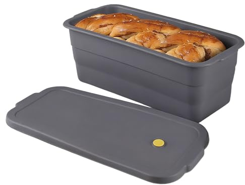 Melearch Brotbackform, Neues Upgrade Antihaft Rechteckig Kastenform, Größer und Dicker, Faltbare Toast Form mit Deckel, Auflaufform Airfryer Silikonform, Backformen für Kuchen, Brownies