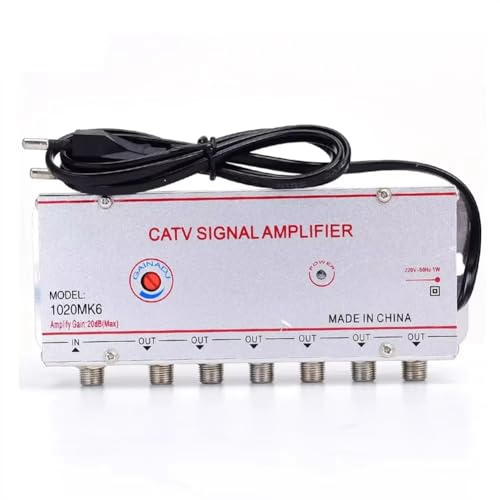 Luobannm TV-Signalverstärker 20dB Digital-TV-Antennenverstärker für Heim-TV-Geräte 45 MHz Bis 860 MHz 1 in 6 Ausgänge EU-Stecker