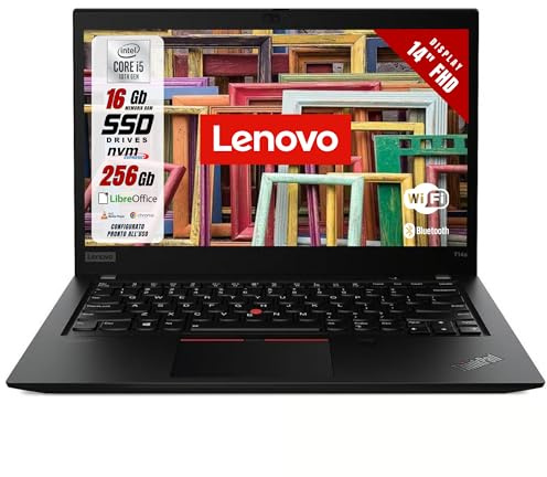 Lenovo ThinkPad - Pc Portatile Intel i5-10310U 4 Core 1.7Ghz - Display 14 FHD - Ram 16Gb SSD 256Gb - Notebook con Win 11 Pronto all'uso (Ricondizionato)