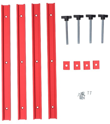 Jeffergarden Set di Binari a T e Blocchi di Scorrimento M8 Guida con Scanalatura a T in Alluminio da 400 Mm con Fori Preforati e Set di Blocchi di Scorrimento Profilo a Doppio Taglio per la