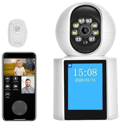 ZADCCS Telecamere di sicurezza, Videocamera IP da 3 MP Baby Monitor 2.4 Telecamera di sorveglianza for bambini interno grandangolare a 360 ° a vie Audio Video Visione notturna(3MP Camera)