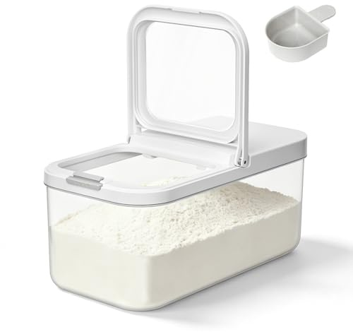ZgoEC Dispensador de Arroz de 5kg, Recipiente de 6 Litros, Plástico | Recipientes de Herméticos con Tapa y Vaso medidor, Caja de Almacenamiento de Alimentos Secos, Recipiente de Almacenamiento