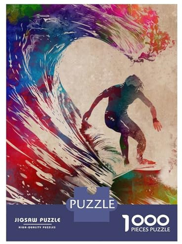 Puzzles Für Erwachsene, 1000 Teile Surfer Watercolor Art Puzzles Für Erwachsene, Familienspiel, Für Familienspaß, Geburtstagsgeschenk, Geschenke, 38x26cm/1000pcs