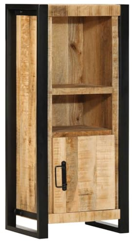 Bendmaxx Badskåp 40 x 30 x 90 cm, grov mangojärnram i massivt trä, med dörr och förvaringsutrymme för badrum, ordning, tvättbart