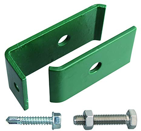 Alberts 672836 Kit de fixation pour panneaux grillagés | pour fixation aux murs ou aux poteaux | galvanisé à chaud, en vert, plastifié RAL 6005
