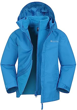 Mountain Warehouse Fell Imperméable Enfant 3 En 1 - Veste Chaude Garçon, Polaire Intérieure Détachable Et Capuche Pliable, Veste Légère De Mi-Saison Pour Fille Bleu Cobalt 9-10 ANS