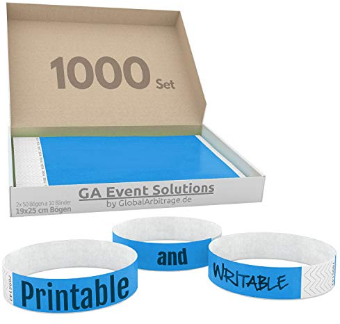 Global Arbitrage Event Solutions GA Event Solutions Einlassbänder aus Tyvek Light Blue 1000 Stück hellblau