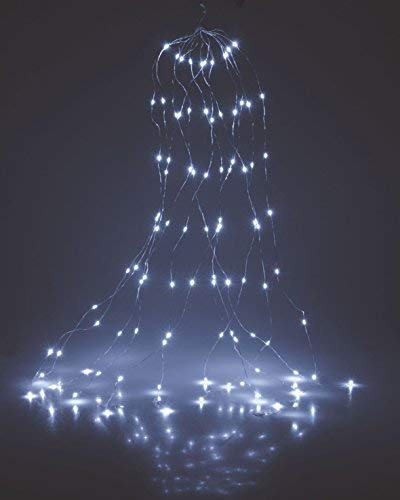 Spetebo Micro Lichterbündel 160 LED kaltweiß - 8x20 LED / 2m - Leucht Draht Lichterkette Batterie betrieben
