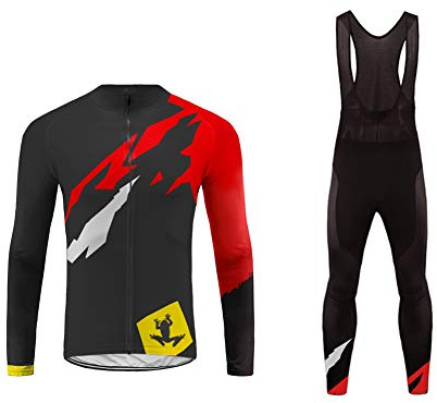 UGLY FROG Herren Radtrikot Set Fahrrad Trikot Langarm + Radhose mit Sitzpolster