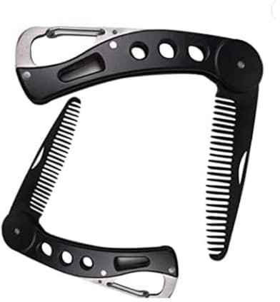 Peigne à barbe pliable Careor en acier inoxydable pour homme pour toilettage et peignage des cheveux, barbe et moustache