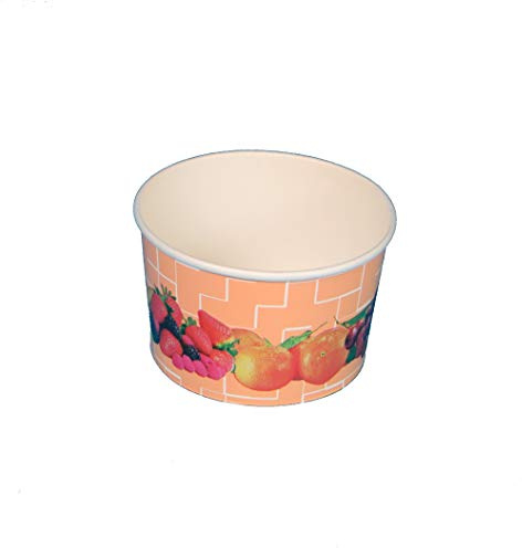 Pro DP 1000 Eisbecher Eiskrem Frozen Yoghurt to go Becher 340ml Papier/Pappe Apricot Früchte Motiv Ø101mm 63mm hoch Made in Germany