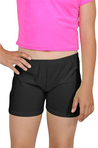 Hamishkane® Stretchy Girl Shorts, Plain Yoga Sports Shorts Hot Pants for Kids, Comfortable Fit Gymnastics Neon Elasticated Girls Mini Shorts, Ballet School Dance Girls Hot Pants for Casual Daily Wear