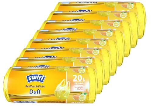 Swirl Duft Müllbeutel 20 Liter Lemon Melon - 8 Rollen x 25 Beutel Tragegriffbeutel